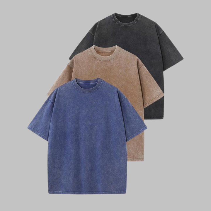 Afina - Casual Oversized Wash Crew Neck Unisex Shirt