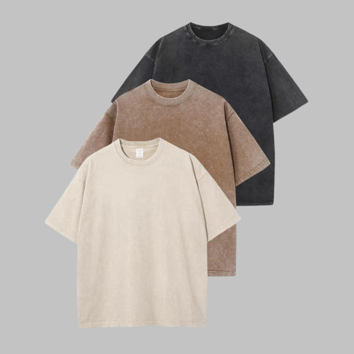 Afina - Casual Oversized Wash Crew Neck Unisex Shirt
