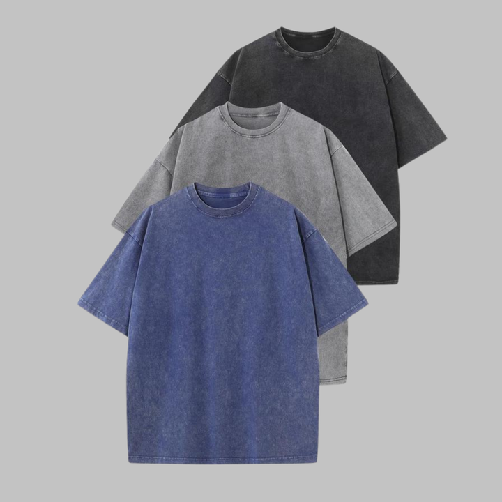 Afina - Casual Oversized Wash Crew Neck Unisex Shirt