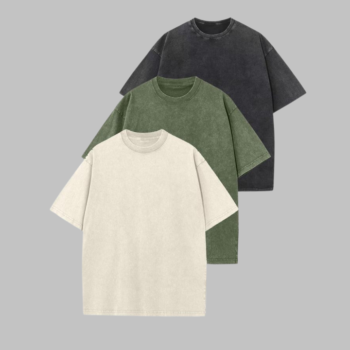 Afina - Casual Oversized Wash Crew Neck Unisex Shirt