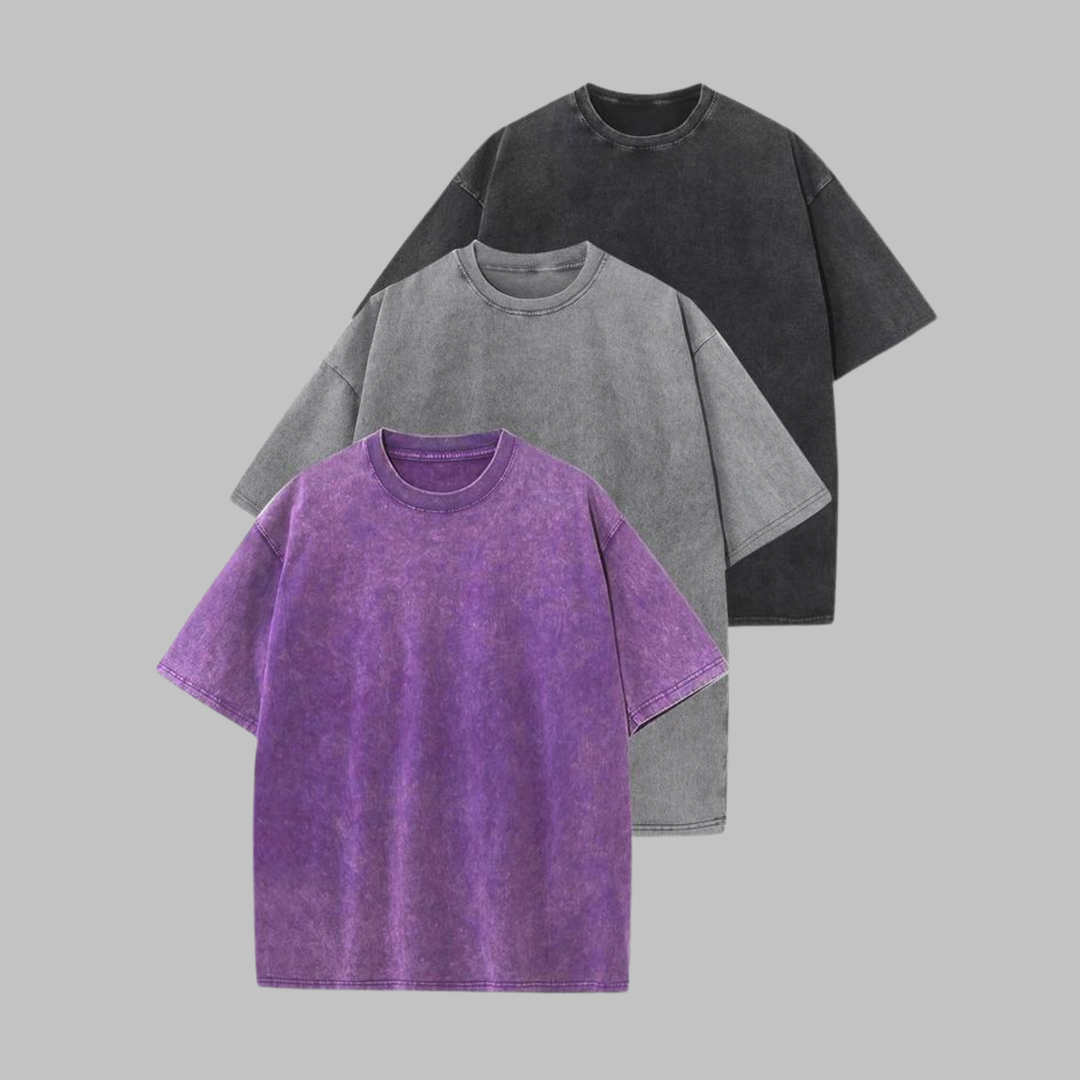 Afina - Casual Oversized Wash Crew Neck Unisex Shirt