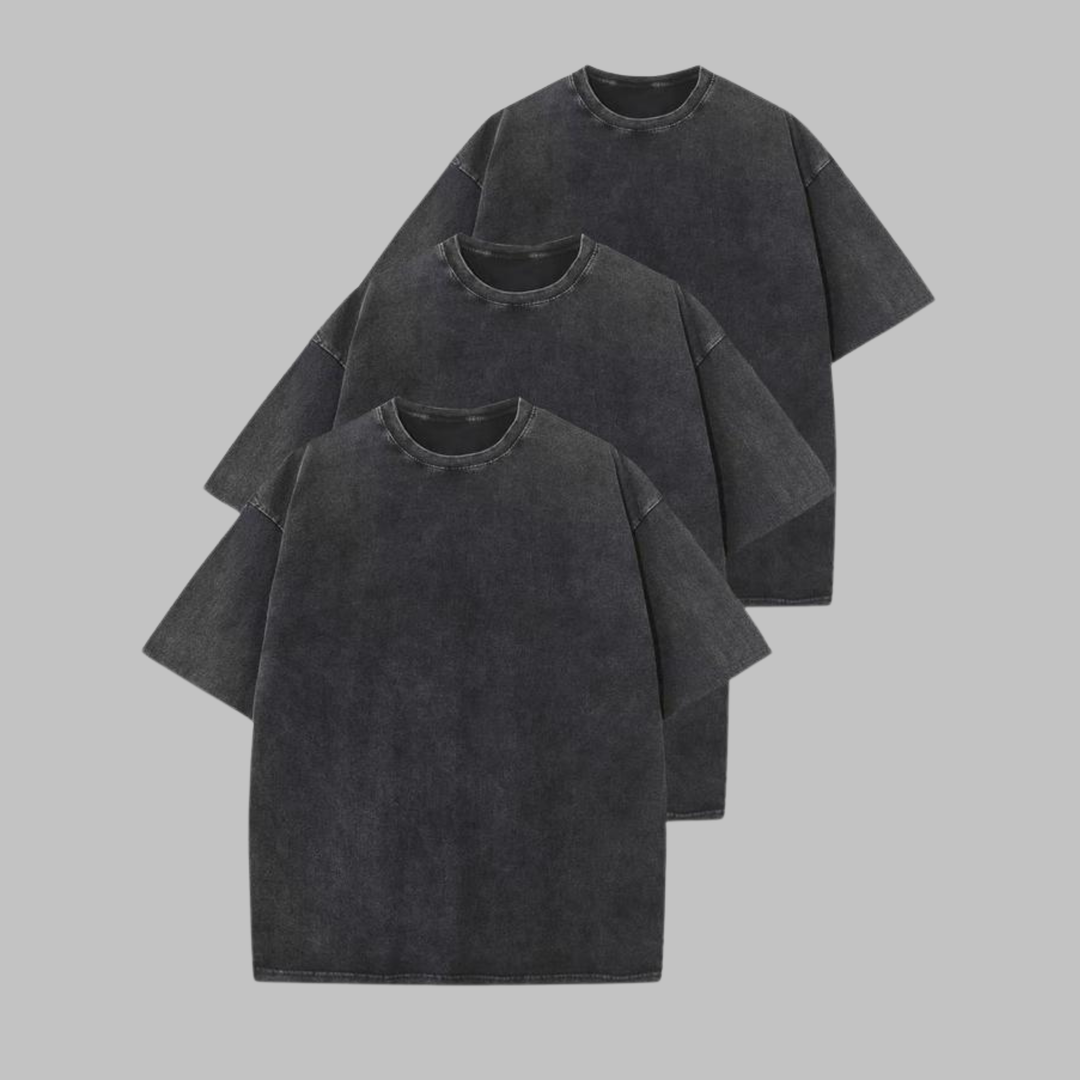 Afina - Casual Oversized Wash Crew Neck Unisex Shirt