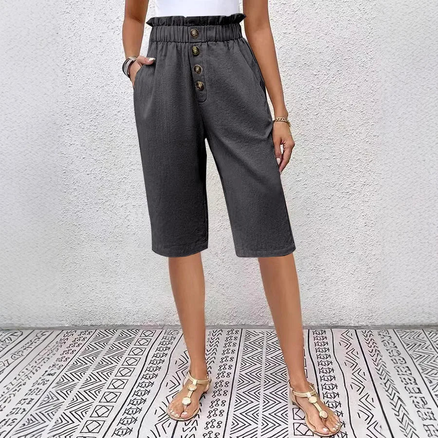 Éloane - Buttoned Linen-Cotton Bermuda Shorts