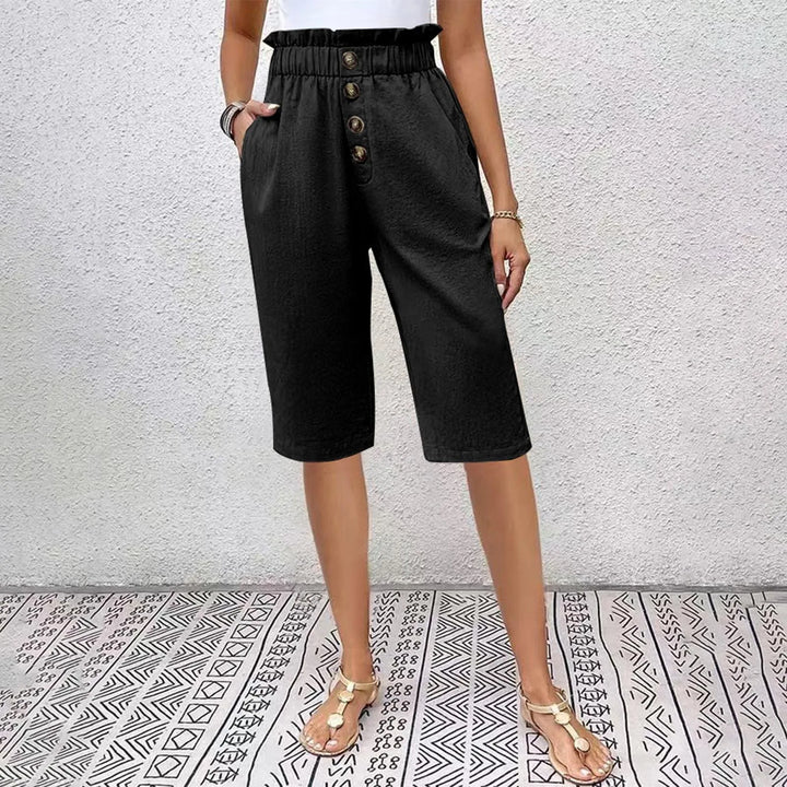 Éloane - Buttoned Linen-Cotton Bermuda Shorts